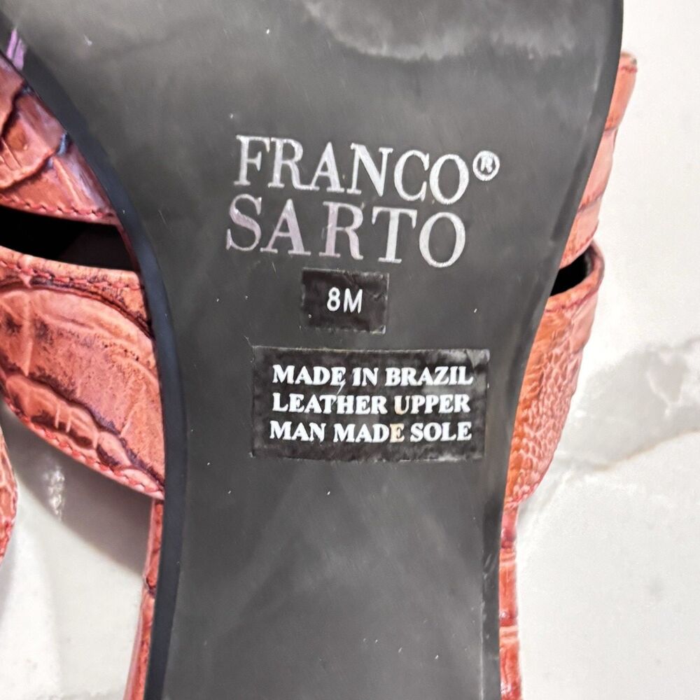 Franco Sarto Coral Snake Embossed Slide Slip on Sandals Heels Women's Size 8M - Picture 11 of 12